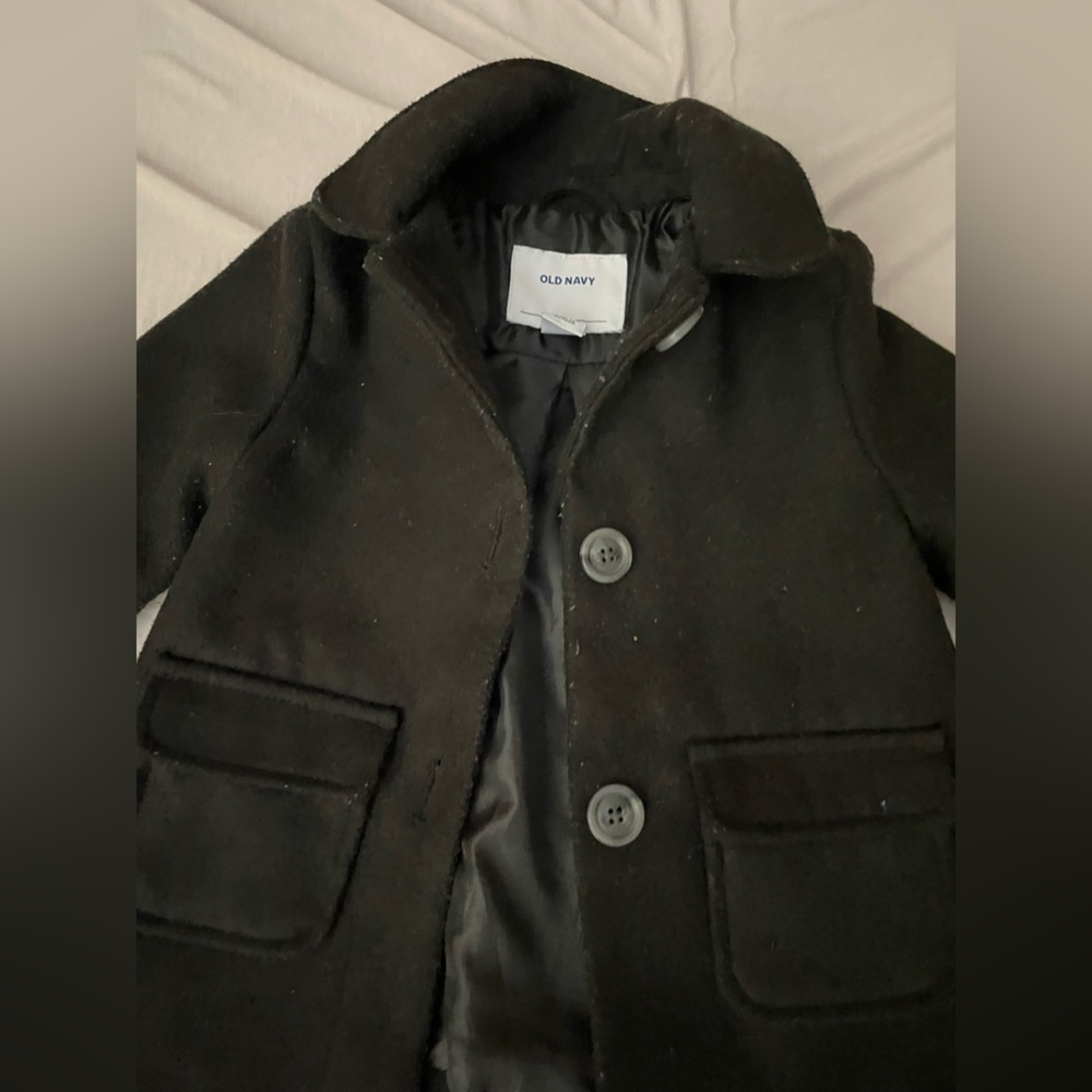 OLD NAVY Black Button Front Pea Coat Size 18-24 Months